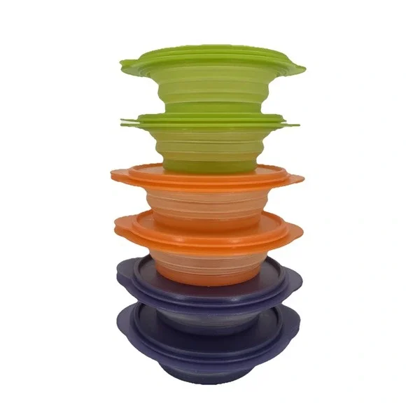 Tupperware Collapsible Bowl Lot With Lids 5453A-2 / 5452A-8 / 5453A-8 - Picture 11 of 11
